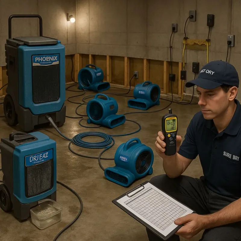 Structural Drying and Dehumidification process in South Houston, TX